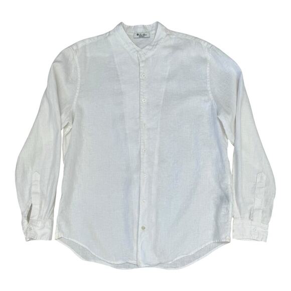 Loro Piana Andre White Flax Long Sleeve Button Up Shirt Men’s Large - Picture 1 of 5